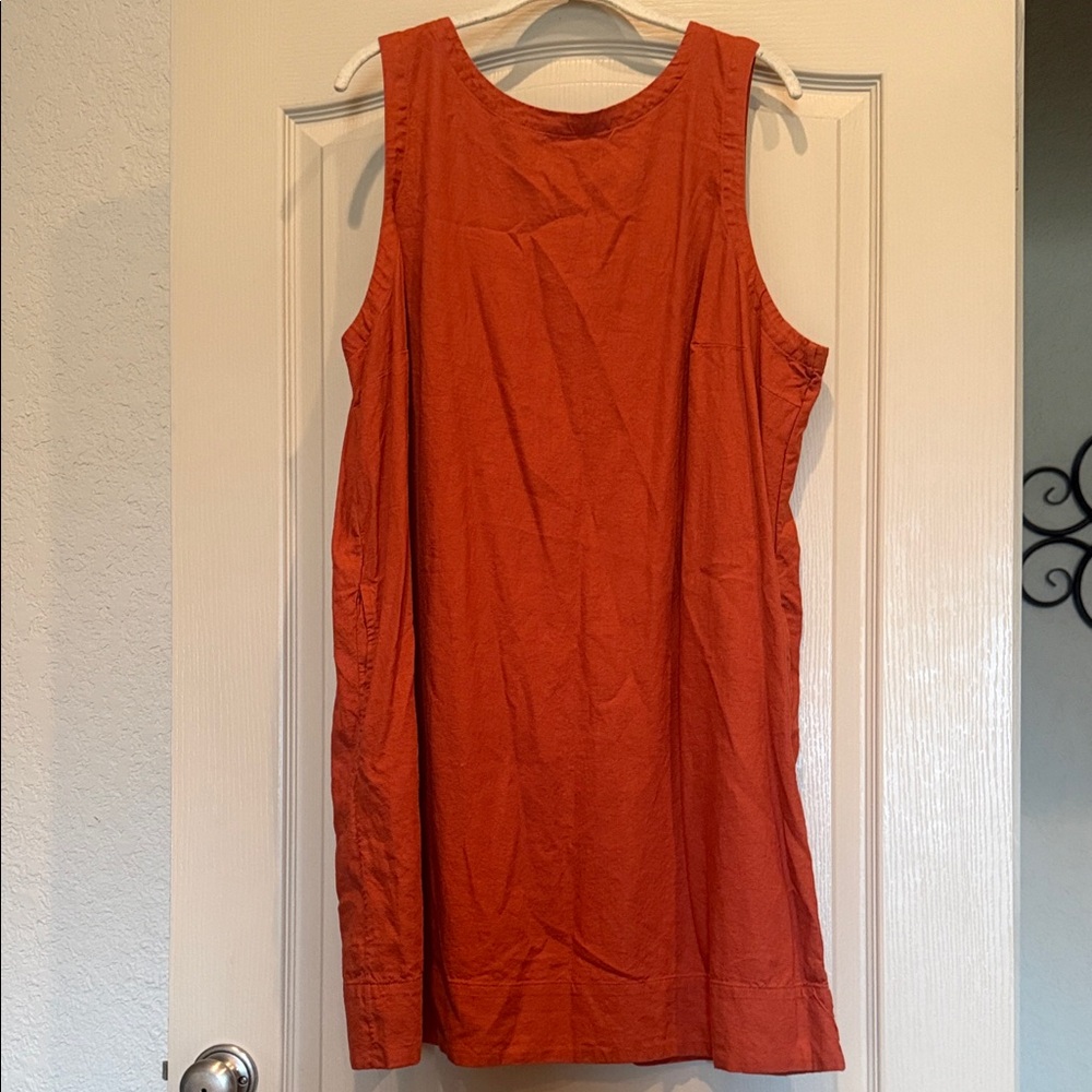 Old Navy Sleeveless Rust Linen Shift Dress